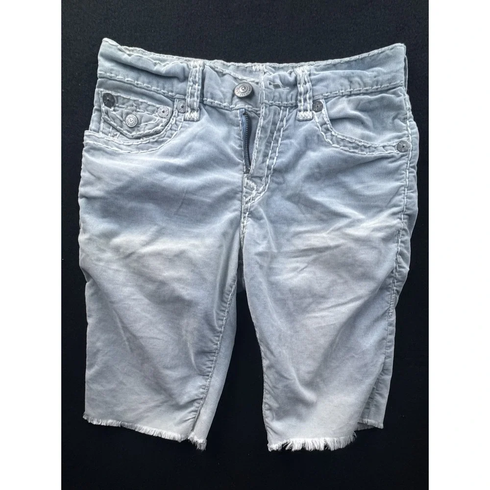 True Religion Ricky Relaxed Straight Gray Cut Off Denim Shorts Men's 30